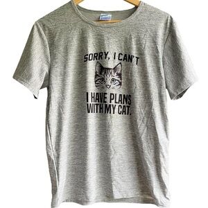 "Sorry, I Can't I Have Plans with My‎ Cat" Women's L T-shirt Casual Graphic